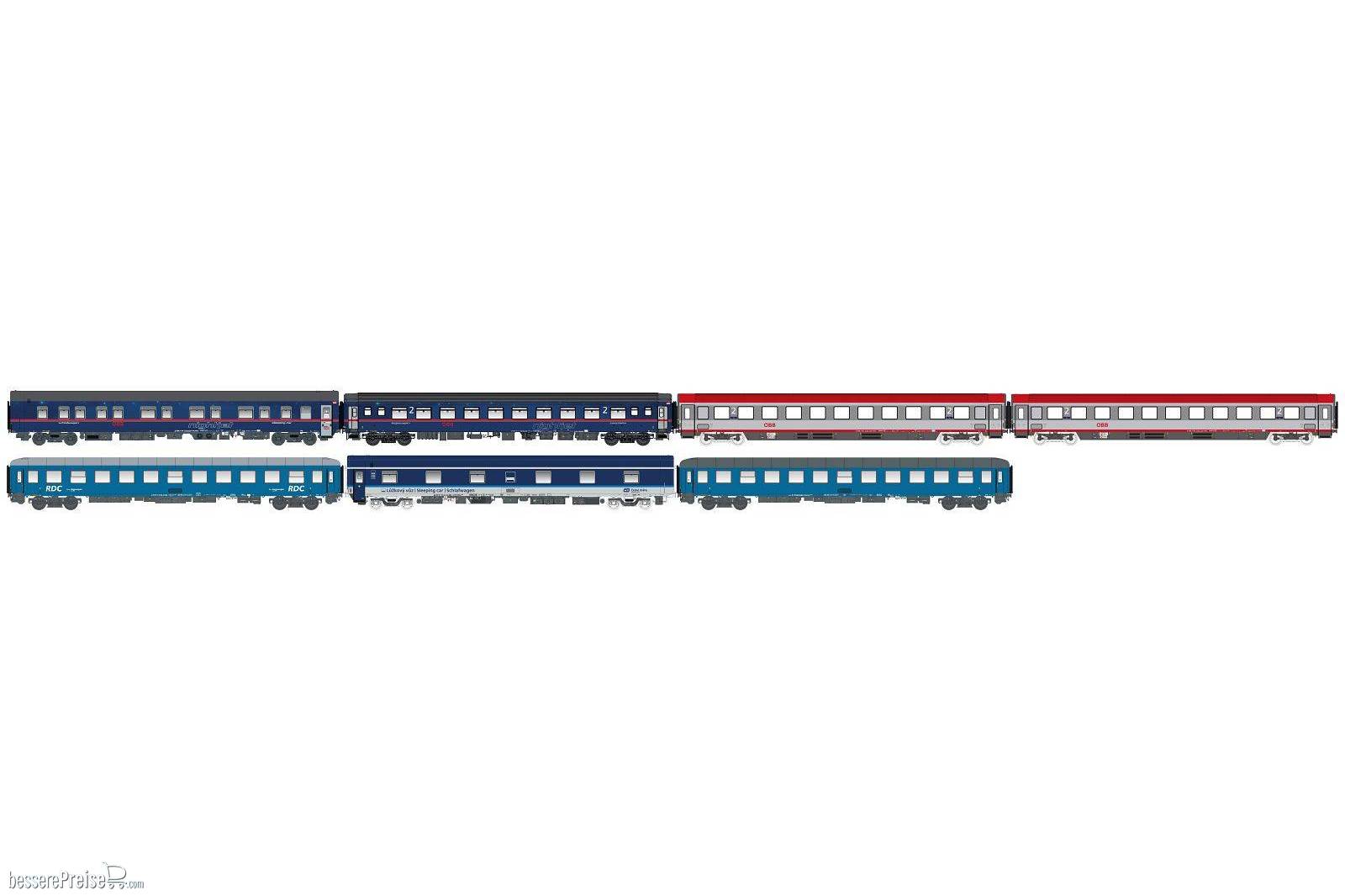 7er Set Nachtzugwagen ÖBB Nightjet/CD, Ep.VI, NJ408/458 - Lemke