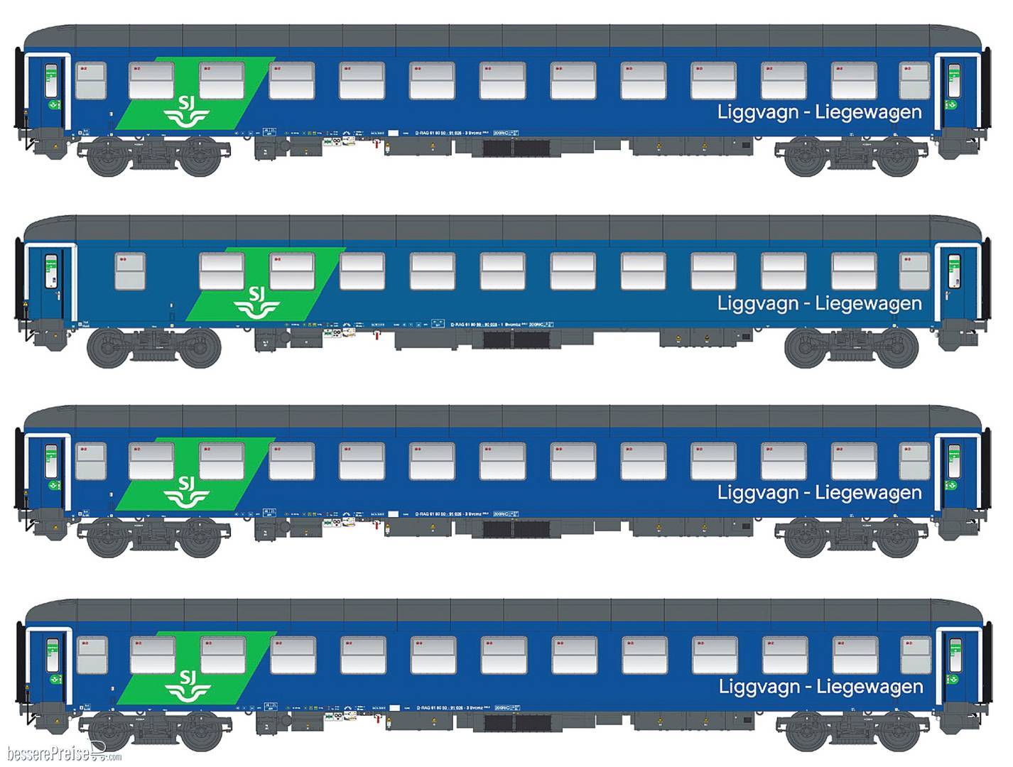 4er Set Liegewagen SJ/RDC, Ep.VI, EN 346 - Lemke