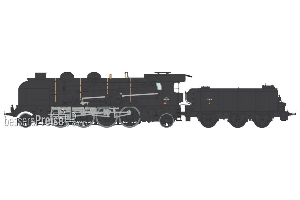 6-141 E 458 SNCF VEYNES depot, DABEG water pump, 25 m³ 25 A 88 tender DCC Sound & Smoke