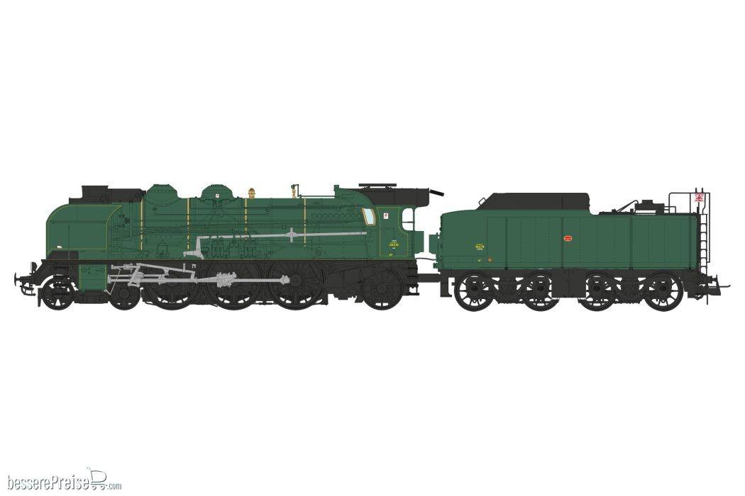 2-231 G 131 CALAIS depot, double smoke stack, large smoke deflectors, Bi-Compound air pump, ACFI preheating, 38m³ tender, SNCF Green, red fillets Era III - ANALOG DC