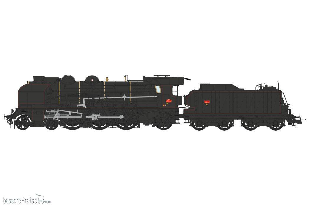 1-231 G 236 REIMS depot, double smoke stack, large smoke deflectors, Bi-Compound air pump, ACFI preheating, 30m³tender, SNCF Black, red fillets Era III - ANALOG DC