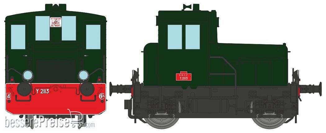 Y 2113 Original condition, SNCF 306 green, red front beam, South West Era III - ANALOG DC