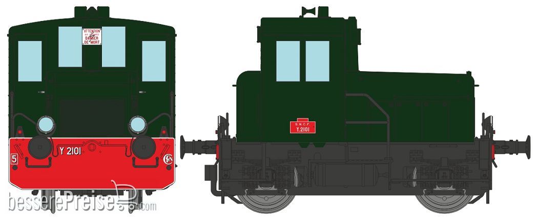 Y 2101 Original condition, SNCF 306 green, red front beam, South East Era III - ANALOG DC