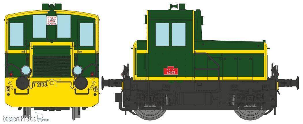 Y 2103 SNCF green 301, yellow front beam, yellow strip, black frame, South East Era IV ANALOG
