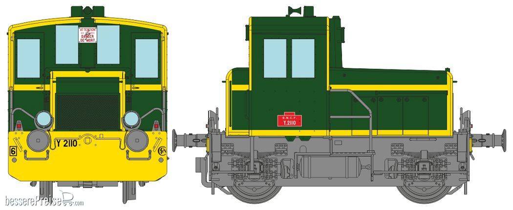 Y 2110 SNCF green 301, yellow front beam, yellow strip, grey frame, District 6 Era IV ANALOG DC
