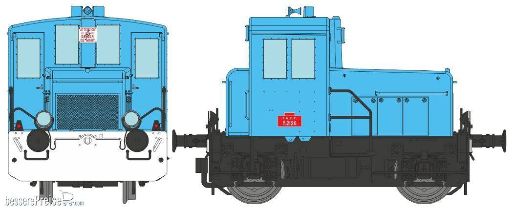 Y 2126 Industrial plant shunter blue livery, white front beam, black frame, Era IV/V/VI ANALOG DC