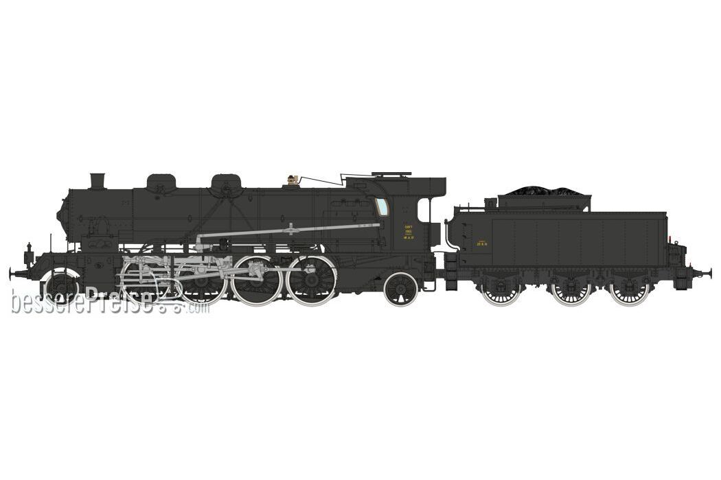 141 A 13 + Tender 23 B 10 Black CREIL SNCF Era III - ANALOG