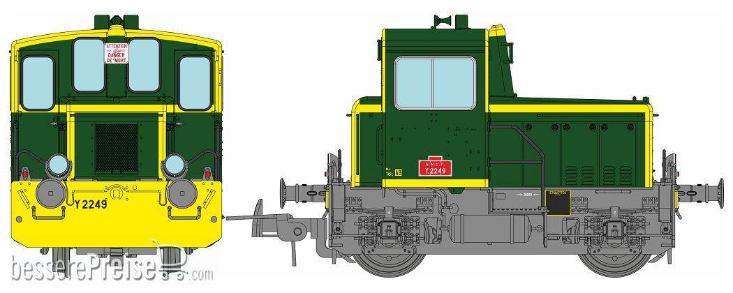 Y-2249 GREEN 301 - yellow front beam, grey frame, Era IV DCC SOUND