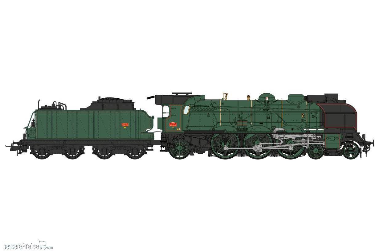 231 H 21 NEVERS, tender 30m³, Verte SNCF, filets rouges - ANALOGIQUE