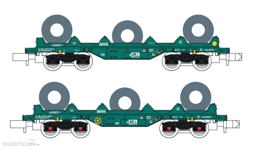 2er Set Coilwagen Shmmns B-Cargo, Ep.V-VI, grün - Lemke