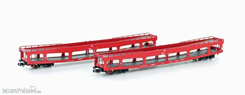 2er Set Autotransportwagen DDm 916 EETC, Ep.VI, rot - Lemke