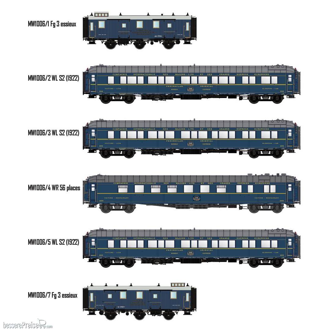 L.S. Models MW1006 - 6er Set Personenwagen CIWL, EP.II, Bombay Express ...