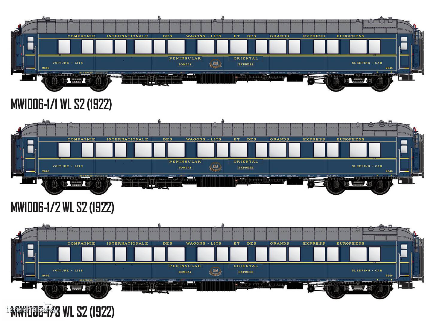 L.S. Models MW1006 - 6er Set Personenwagen CIWL, EP.II, Bombay Express ...