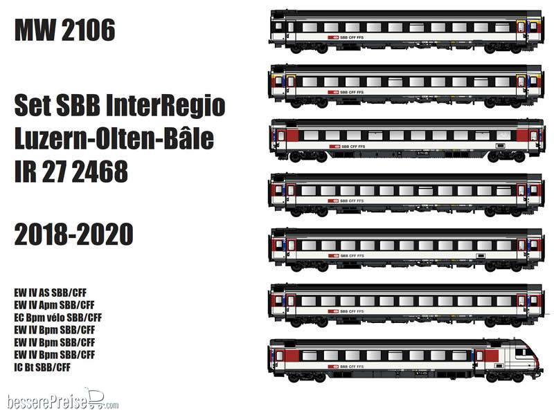 7er Set Personenwagen SBB, Ep.VI, IR 27 - Lemke