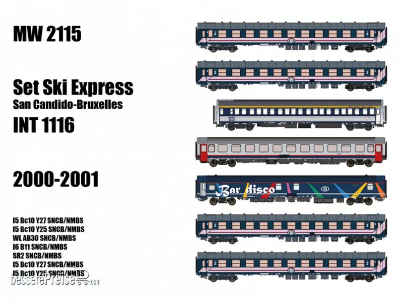 7er Set Personenwagen SNCB, Ep.VI, Ski Express - Lemke
