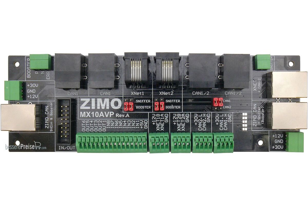 Zimo MX10AVP - MX10 Anschluß- und Verteilplatine - 18 x 6 cm inkl. Stecker und Kabel | Modellbahn | Modelleisenbahn