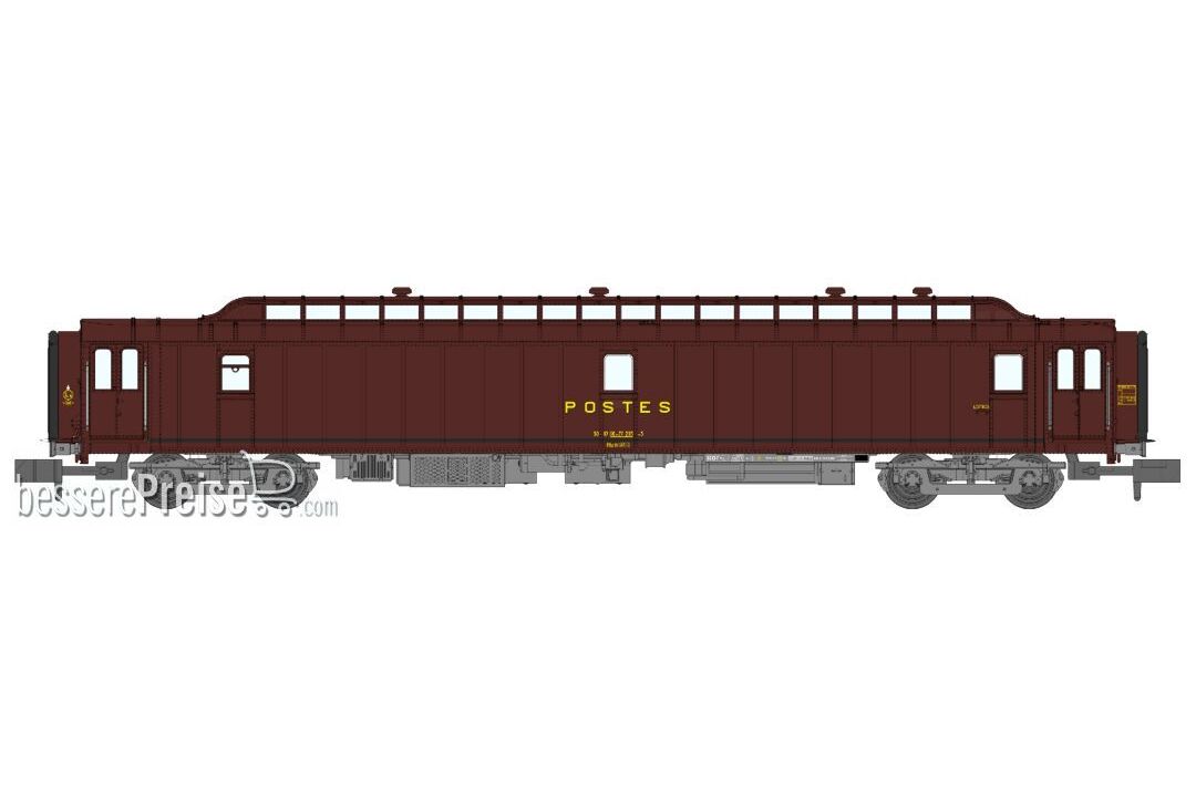 SET of 2 POSTAL CARS PAZ and PEZ brown PTT - UIC bogie Y24 21m Era IV