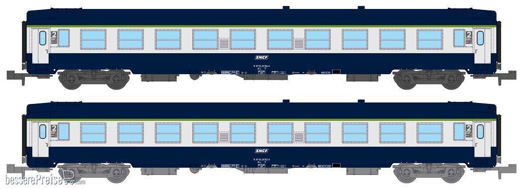 SET of 2 UIC SLEEPING CAR, Low roof, framed logo, Blue TEN color Era IV