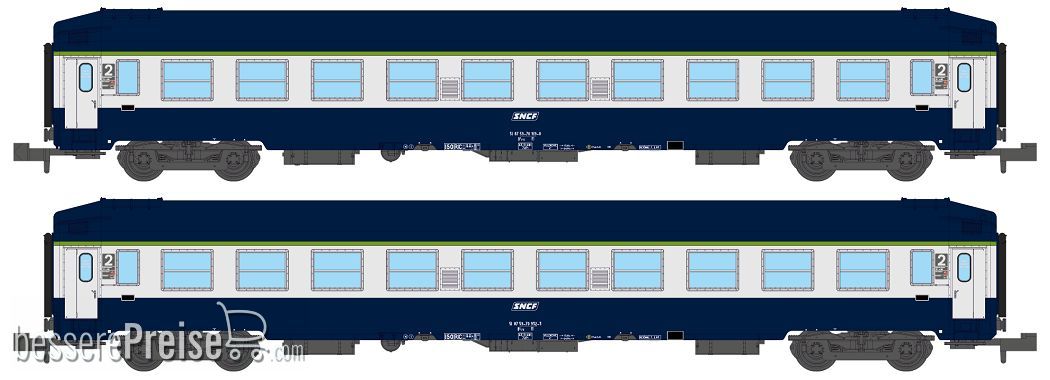 SET of 2 UIC SLEEPING CAR, High roof, framed logo, Blue TEN color Era IV