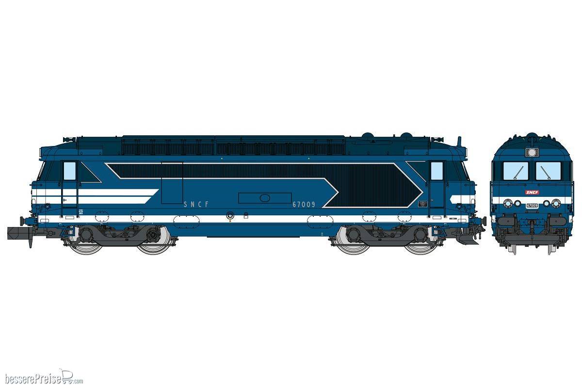Diesel locomotive BB 67009 Blue livery with raised road, number plates, NEVERS, Era IV ANALOG