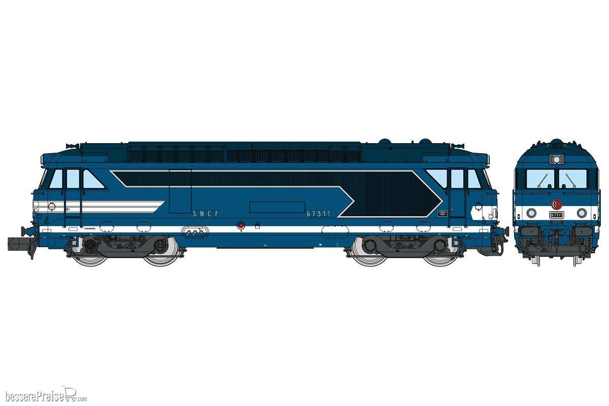 Diesel locomotive BB 67311 Blue livery with raised road, number plates, STRASBOURG, Era III-IV ANALOG