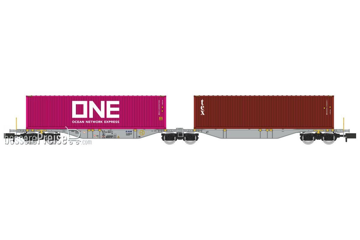 Sggmrss 90 AEE wagon + 2 x 40’ containers, ONE and TEX, Era VI