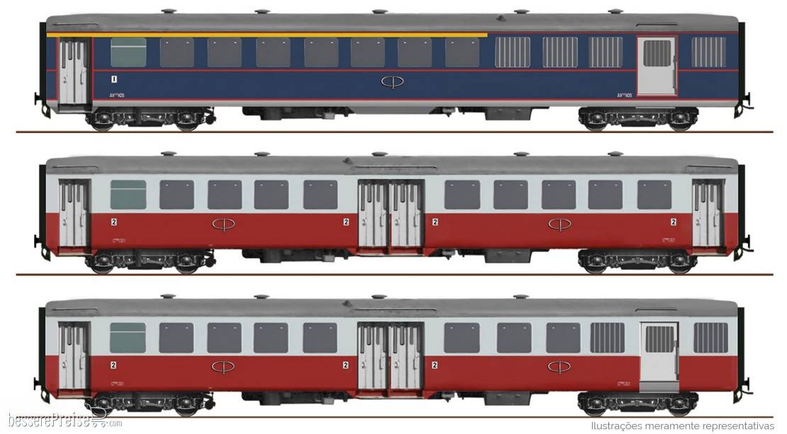 Set 3 Carr. (1 classe salão c/ furgão + 2 classe salão + 2 classe salão c/ furgão) Ep. lll