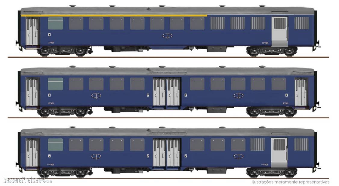 Set 3 Carr. (1 classe salão c/ furgão + 2 classe salão + 2 classe salão c/ furgão) Ep. lV