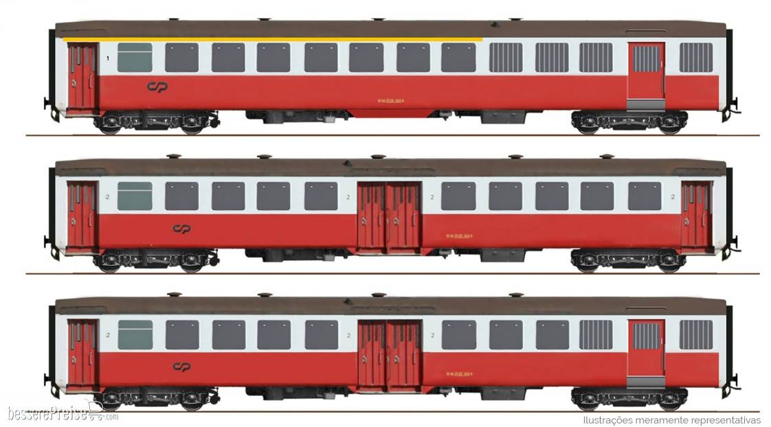 Set 3 Carr. (1 classe salão c/ furgão + 2 classe salão + 2 classe salão c/ furgão) Ep. lV