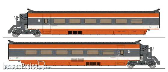 TGV N°112 CFF Coffret 2 éléments : Remorques R3 + R7 (pour système 3 Rails)
