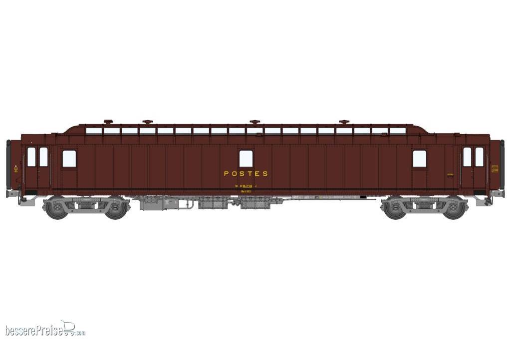 POSTAL OCEM 21,6 m Era IV - PAz brown PTT, grey frame, bogie Y2, N°50 87 00-77 124-1
