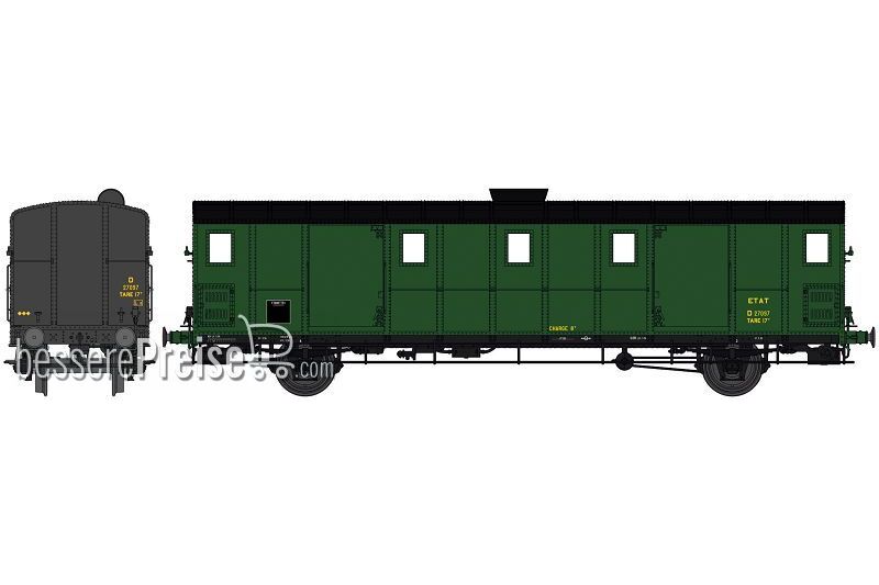 LUGGAGE CAR OCEM 29 ETAT, black roof, Cushion wheelboxes, Era II- DCC Sound