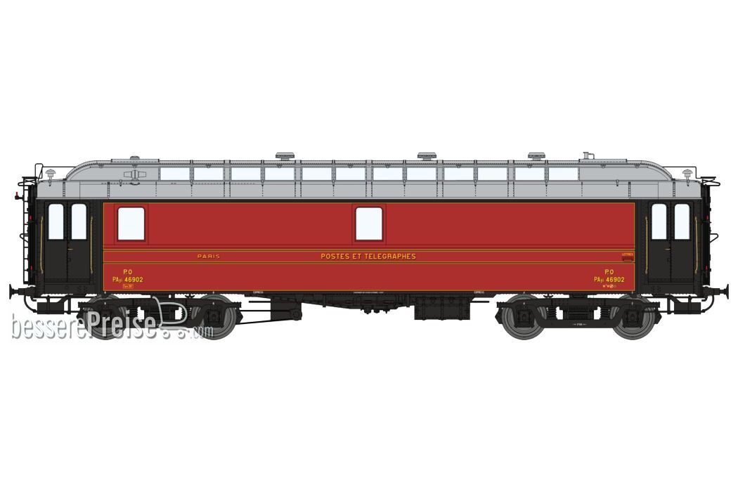 POSTAL OCEM 16 m Era II PAyi dark red, light grey roor, bogie Y2, N° 46902 - PO