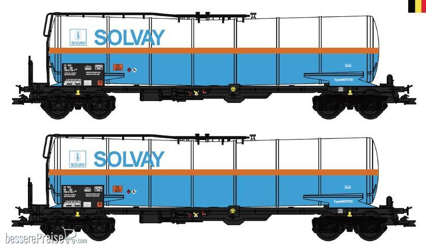 2-teilige Set SNCB Kesselwagen "Solvay" - DC 2-Leiter Gleichstom - Ep.V