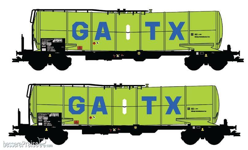 2-teilige Set GATX Kesselwagen - new color neongrün - DC 2-Leiter Gleichstom - Ep.VI