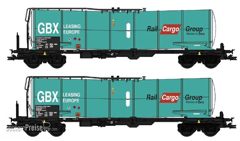 2-teilige Set Kesselwagen "GBX Leasing Europe" - DC 2-Leiter Gleichstom - Ep.VI