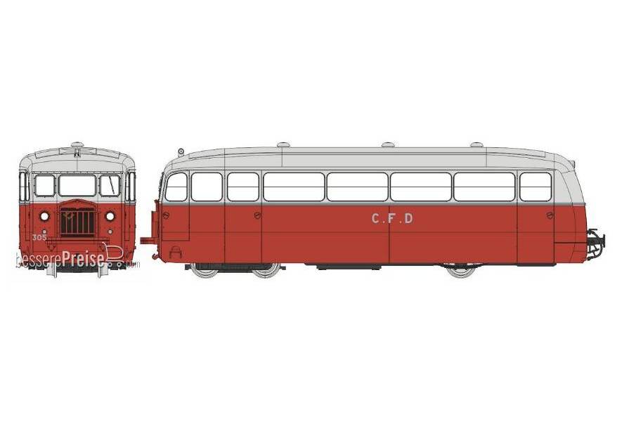 DE DION Type NC des CFD Charentes & Deux-Sèvres N°305, 2 Phares, Rouge/Gris Perle, toit gris Ep.II-III - DCC SOUND