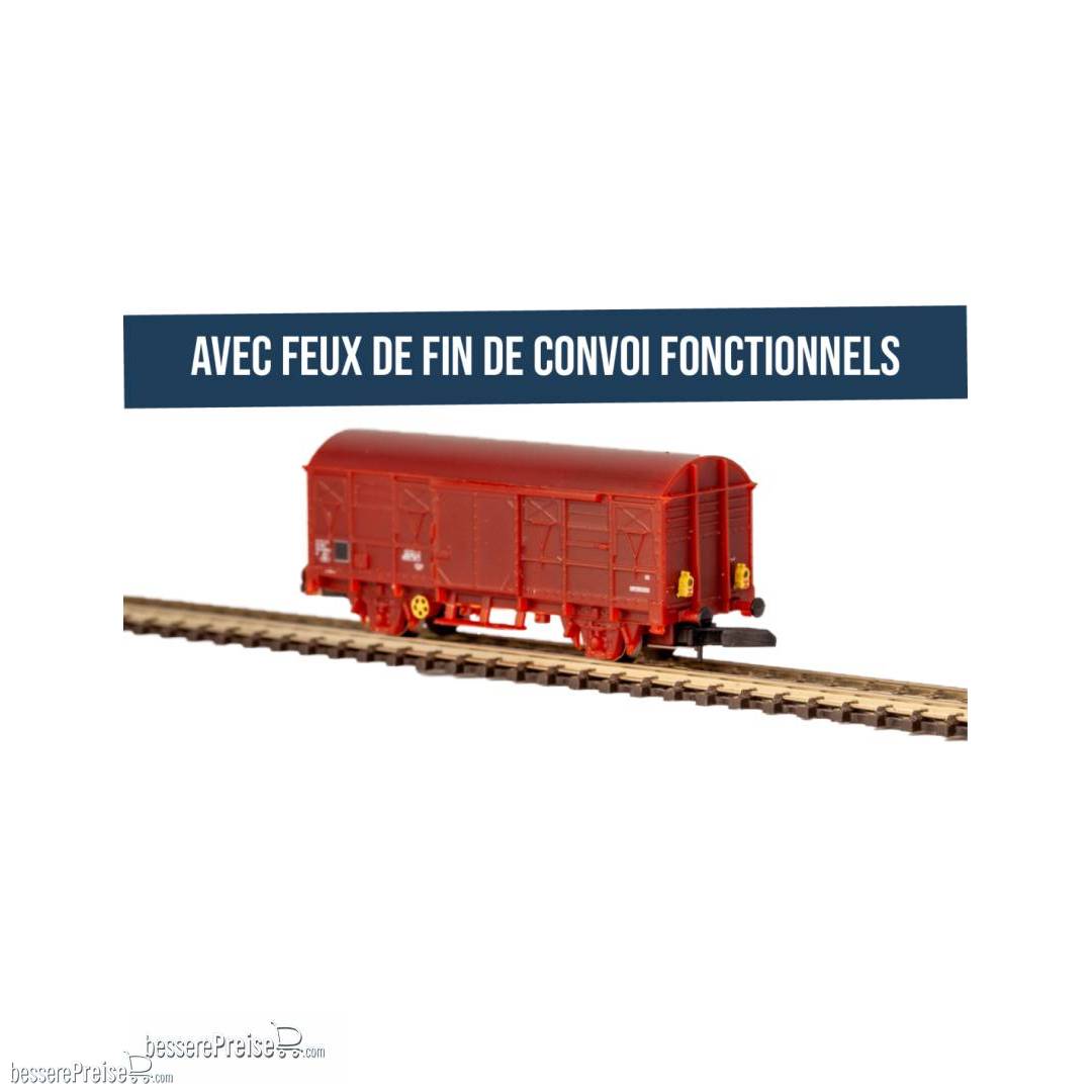 SNCF-Güterwagen Typ G4 in brauner UIC-Lackierung mit funktionsfähigen Schlusslichtern - Ep.IV
