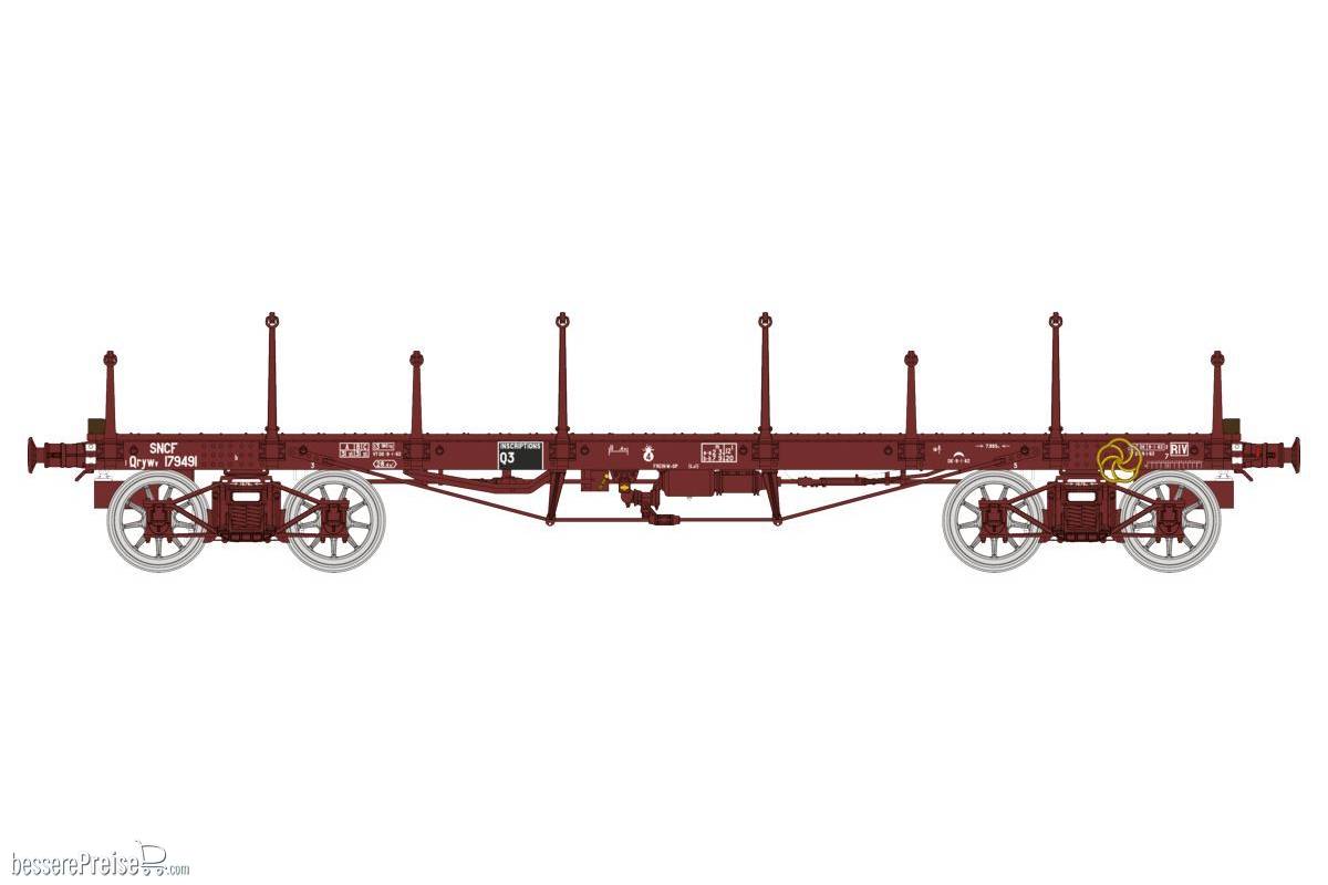 FLAT WAGON TP short and long ranchers n° Qrywv 179491, SNCF Era III B