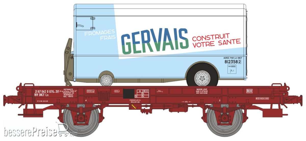 UFR Simple brown UIC, plain wheels N°21 87 042 0 076-3 + Refrigerator Trailer « GERVAIS » Era IV