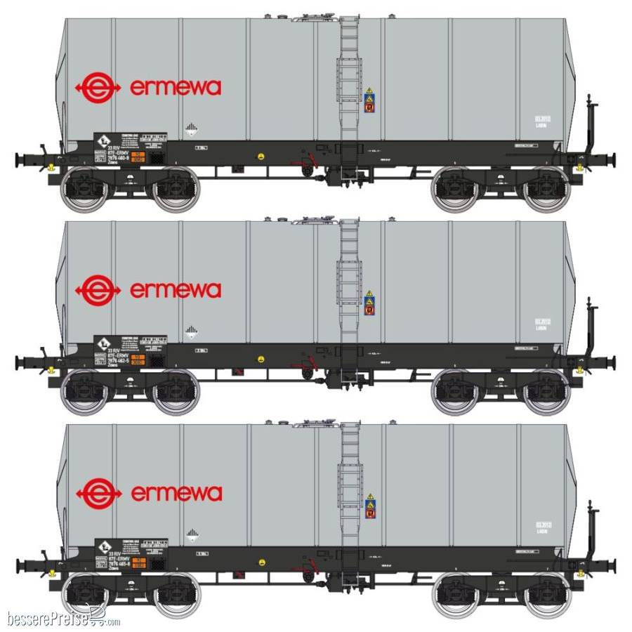 SET of 3 FAUVET-GIREL Tank wagon, bogie Y 23 “ERMEWA”, Era V