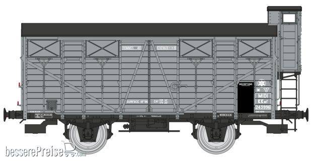 CLOSED Wagon OCEM 19, N°KKwf 243996, plain wheels, closed shutters, Brakesman Home, MIDI Era II