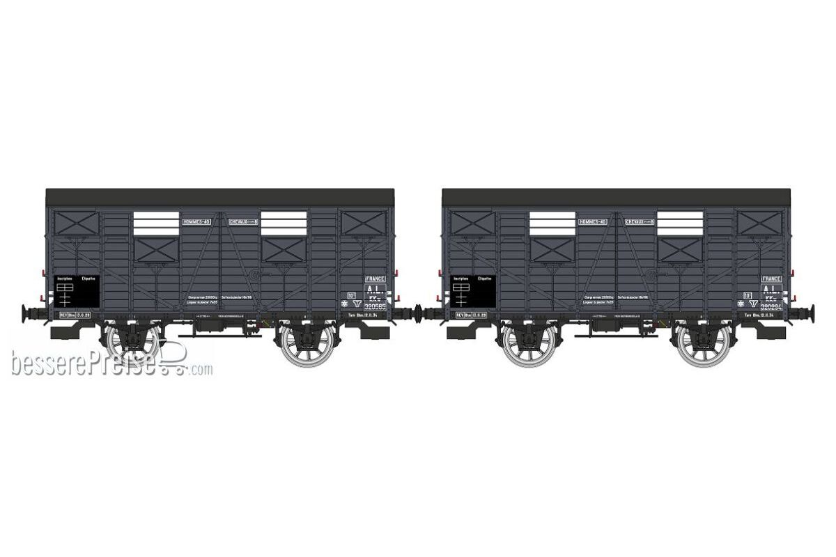 SET of 2 CLOSED Wagons OCEM 19, N°KKw 320565 and N°KKw 320294, spoked wheels, opened closed, AL Era II