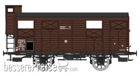PLM 20 T Closed Wagon brown, N° KKwf 145293 with brakesman home, SNCF Era III A