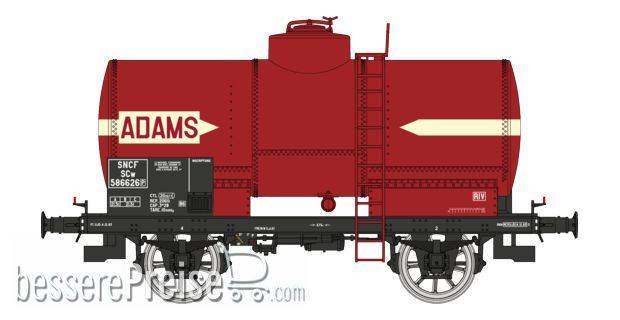 Tank Wagon ADAMS, Red, black frame, SNCF Era III