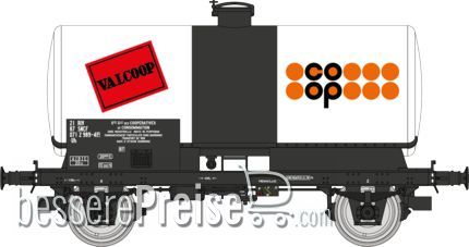 Tank Wagon with brake platform COOP, White, black frame, SNCF Era IV