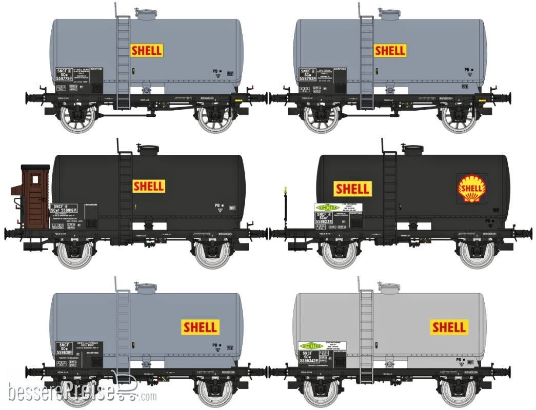 REE COLLECTION Set of 6 Tank Wagon SHELL, SNCF Era III (Limited Serie 250 Pieces)