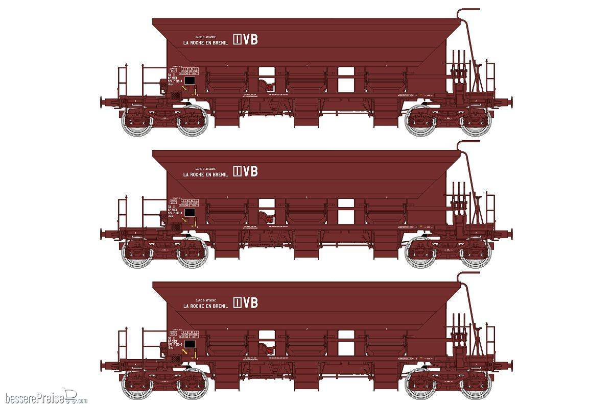 SET of 3 STONE HOPPER Wagon T1 Uas SNCF Era III-IV