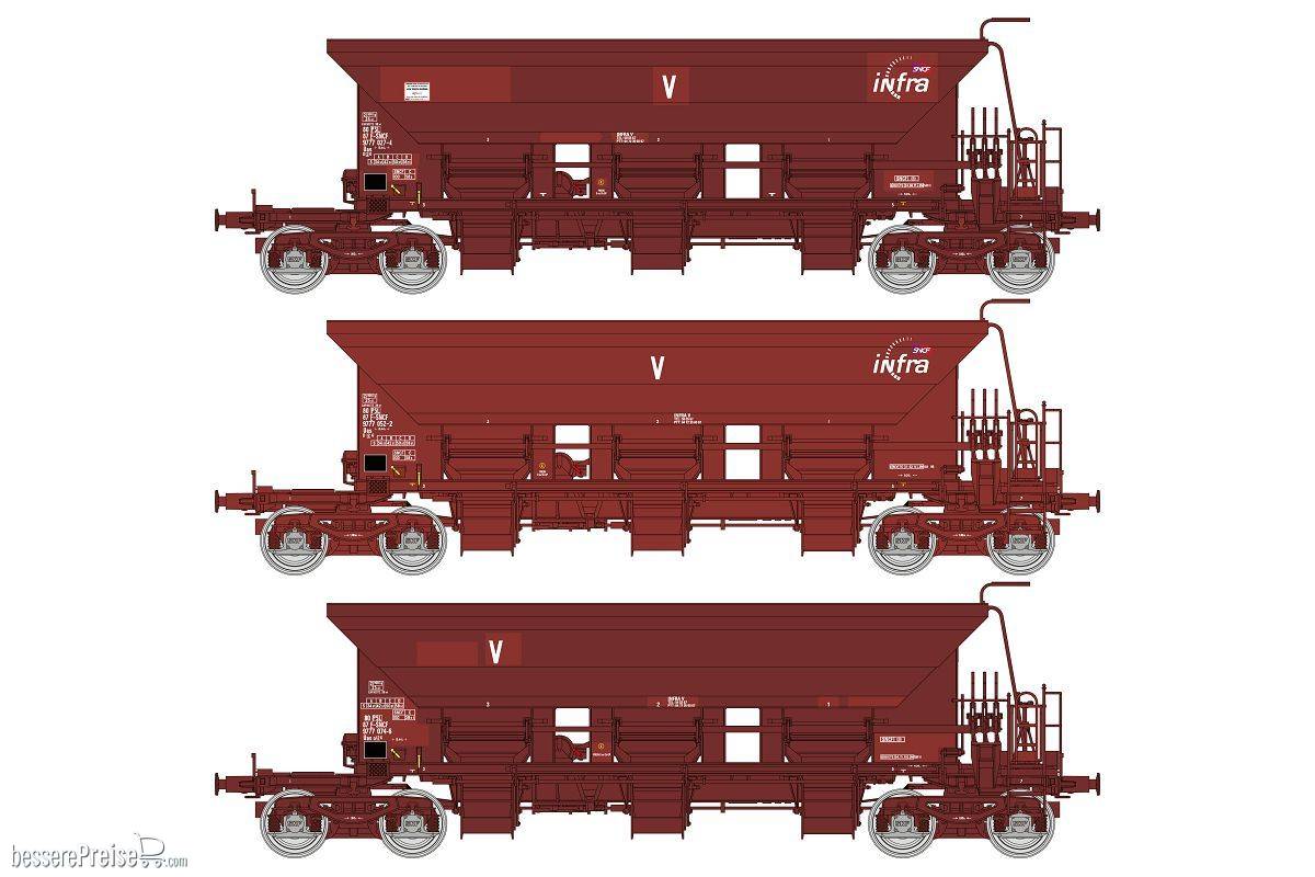 SET of 3 STONE HOPPER Wagon T1 Uas SNCF Era VI