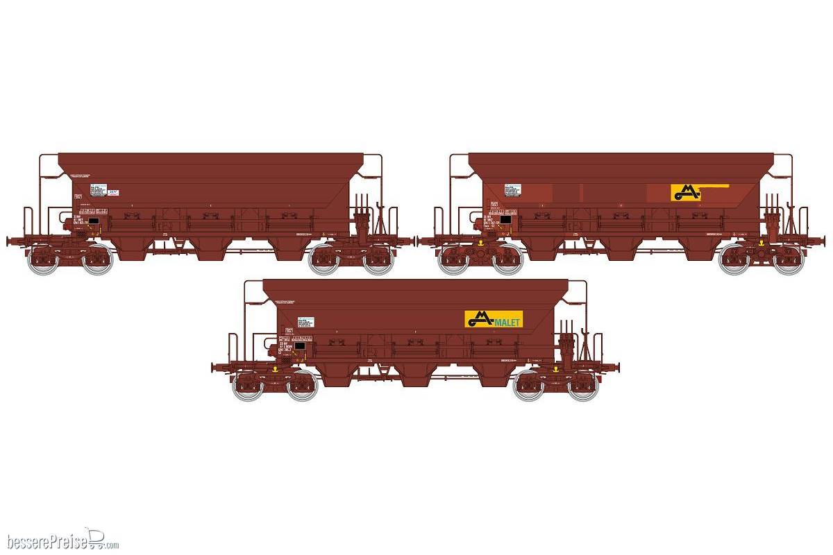 Set of 3 Hopper Wagons F70 Facs « STVA SWG Mallet » SNCF Era V-VI